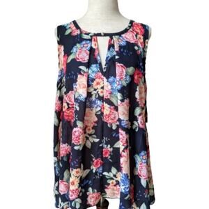 Color Swatch Sleeveless Floral Tunic S